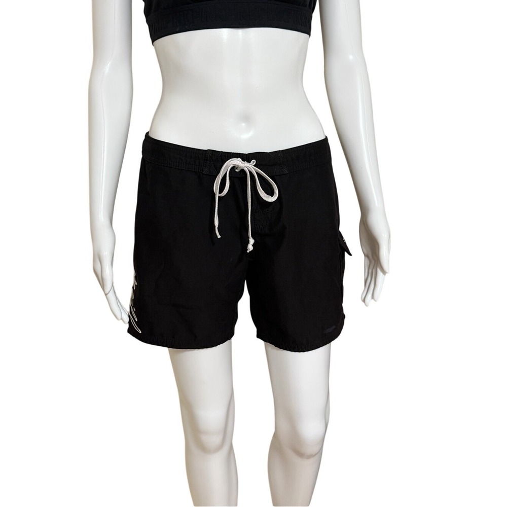O'Neill Black White Drawstring Coverup Swim Board Shorts Size 5